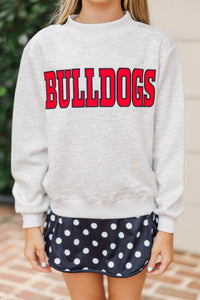 Girls: Biggest Fan Heather Gray Bulldogs Mock Neck Sweatshirt