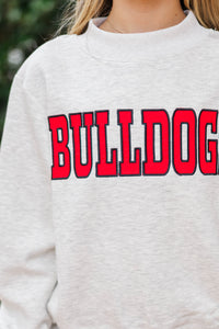 Girls: Biggest Fan Heather Gray Bulldogs Mock Neck Sweatshirt