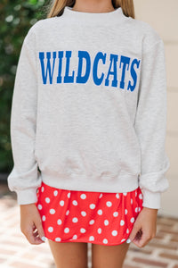 Girls: Biggest Fan Heather Gray Wildcats Mock Neck Sweatshirt