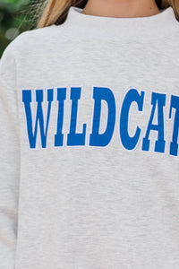 Girls: Biggest Fan Heather Gray Wildcats Mock Neck Sweatshirt