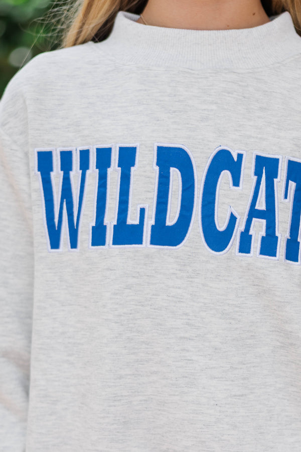 Girls: Biggest Fan Heather Gray Wildcats Mock Neck Sweatshirt