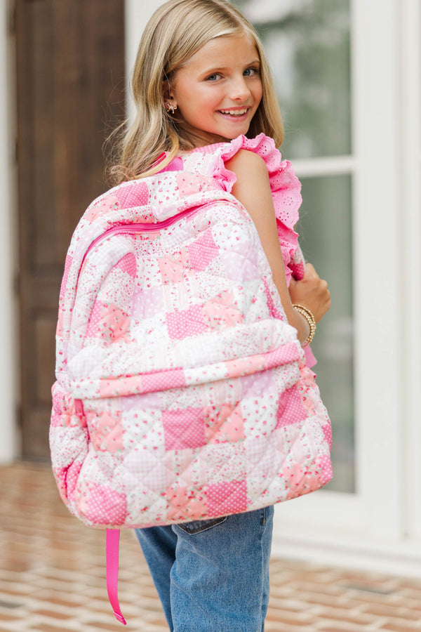 Girls: After The Bell Pink Patchwork Quilted Backpack