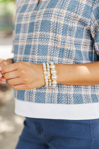 Treasure Jewels: Boldly Styled White Pearl Bracelet Stack
