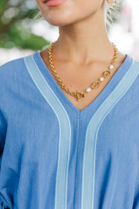 Treasure Jewels: Chic Link Gold Pearl Necklace