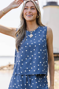 Just My Style Blue Polka Dot Tank