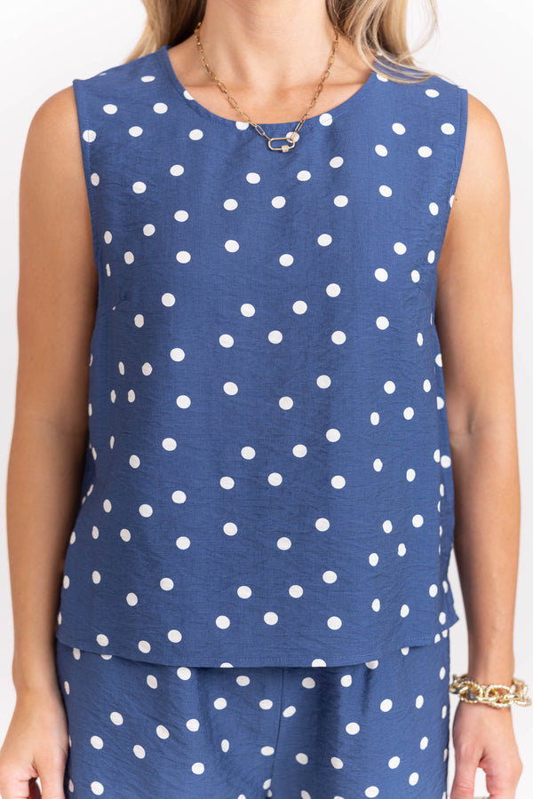 Just My Style Blue Polka Dot Tank