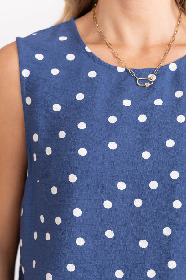 Just My Style Blue Polka Dot Tank