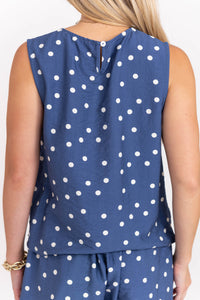 Just My Style Blue Polka Dot Tank