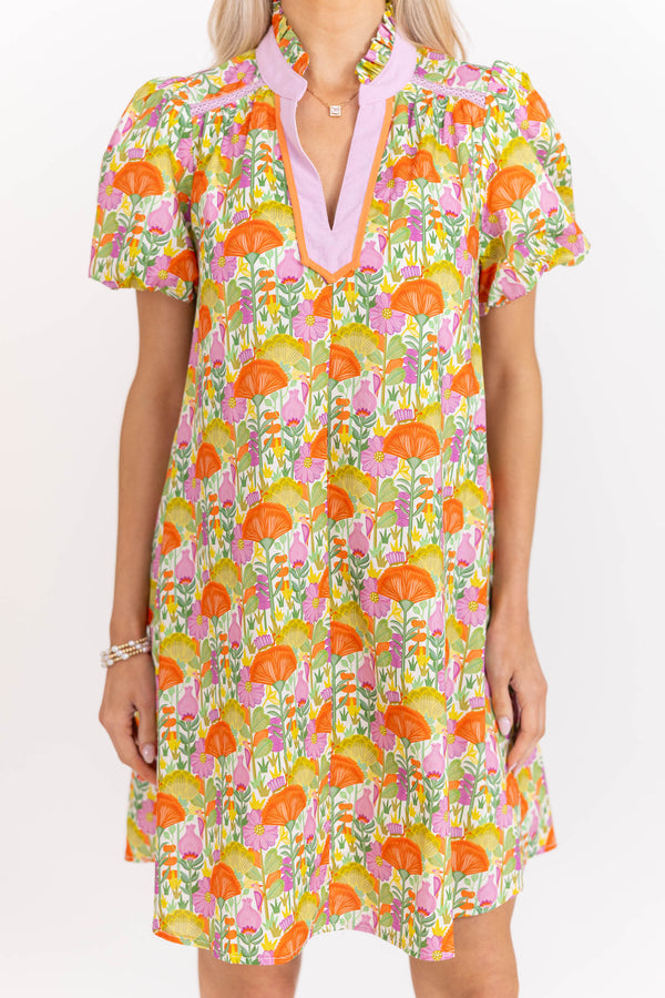 Pretty As Ever Orange Floral Dress