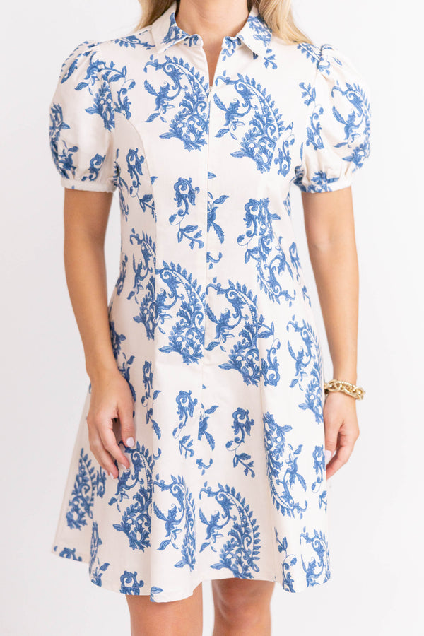 Say No More Blue Paisley Dress