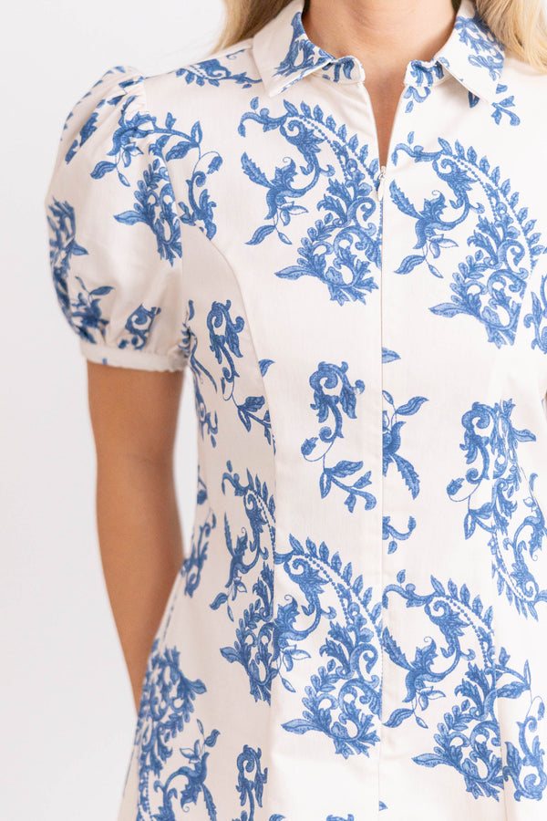 Say No More Blue Paisley Dress