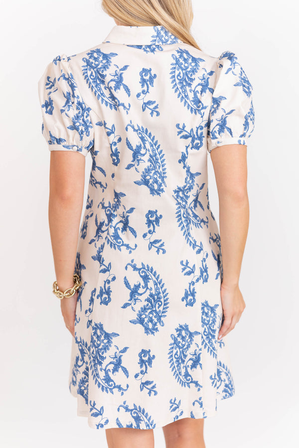 Say No More Blue Paisley Dress