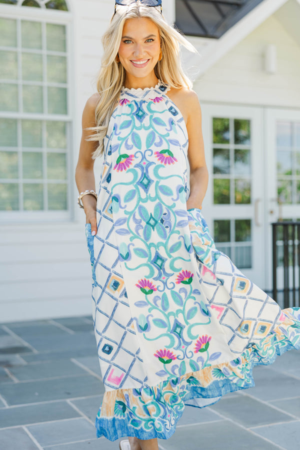 Nothing Like It Blue Floral Midi Dress