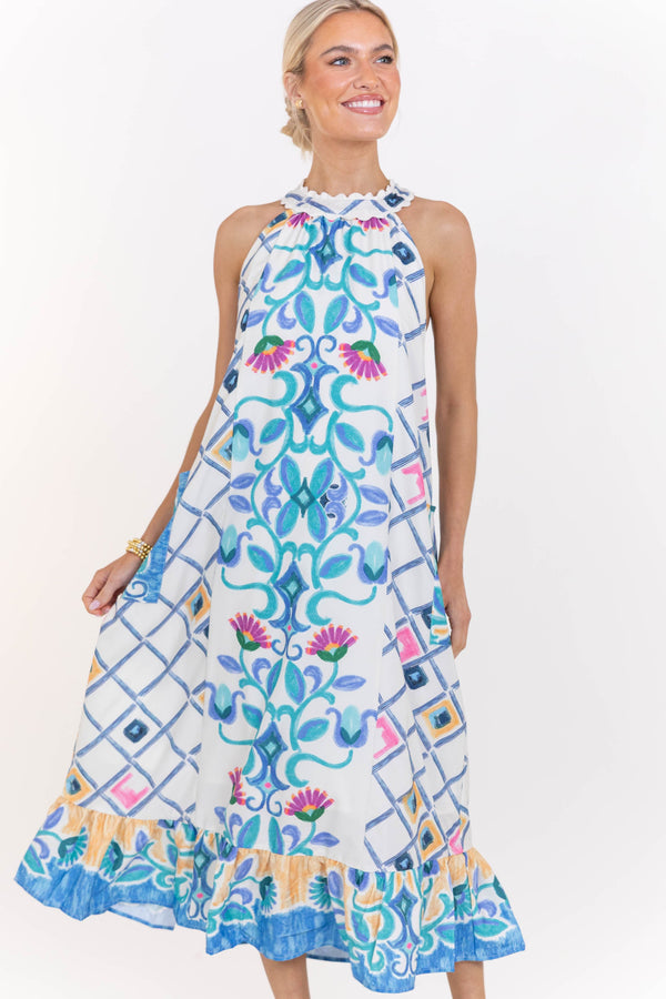 Nothing Like It Blue Floral Midi Dress