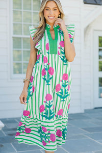 You Already Know Green Floral Midi Dress