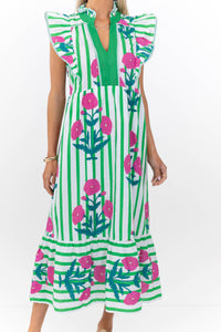 You Already Know Green Floral Midi Dress