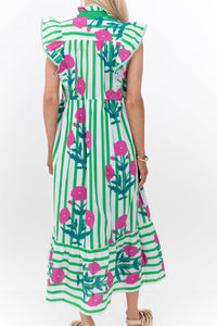 You Already Know Green Floral Midi Dress