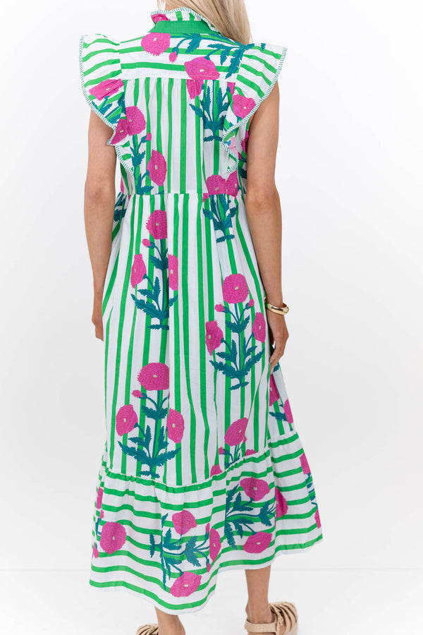 You Already Know Green Floral Midi Dress