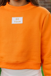 Girls: Built For Game Day Go Team Patch Orange Mock Neck Pullover