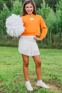 Girls: Built For Game Day Go Team Patch Orange Mock Neck Pullover