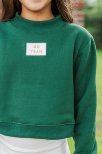 Girls: Built For Game Day Go Team Patch Green Mock Neck Pullover