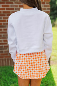 Girls: Built For Game Day Go Team Patch White Mock Neck Pullover