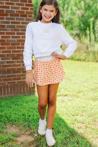Girls: Built For Game Day Go Team Patch White Mock Neck Pullover