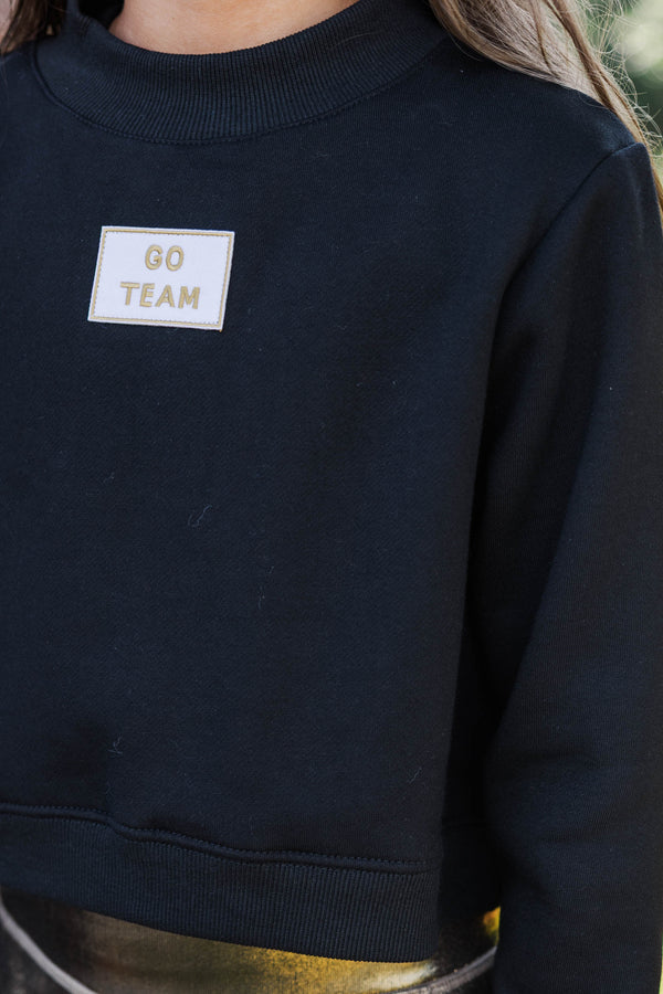 Girls: Built For Game Day Go Team Patch Black Mock Neck Pullover