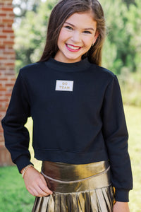 Girls: Built For Game Day Go Team Patch Black Mock Neck Pullover