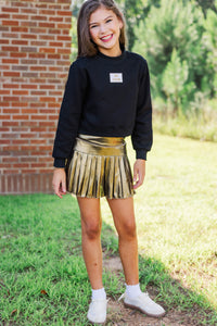 Girls: Built For Game Day Go Team Patch Black Mock Neck Pullover