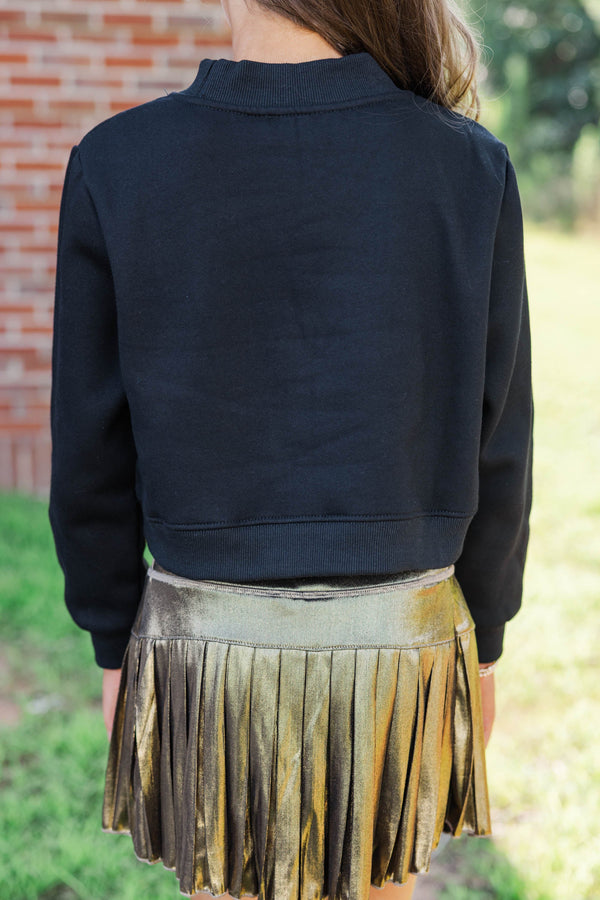 Girls: Built For Game Day Go Team Patch Black Mock Neck Pullover