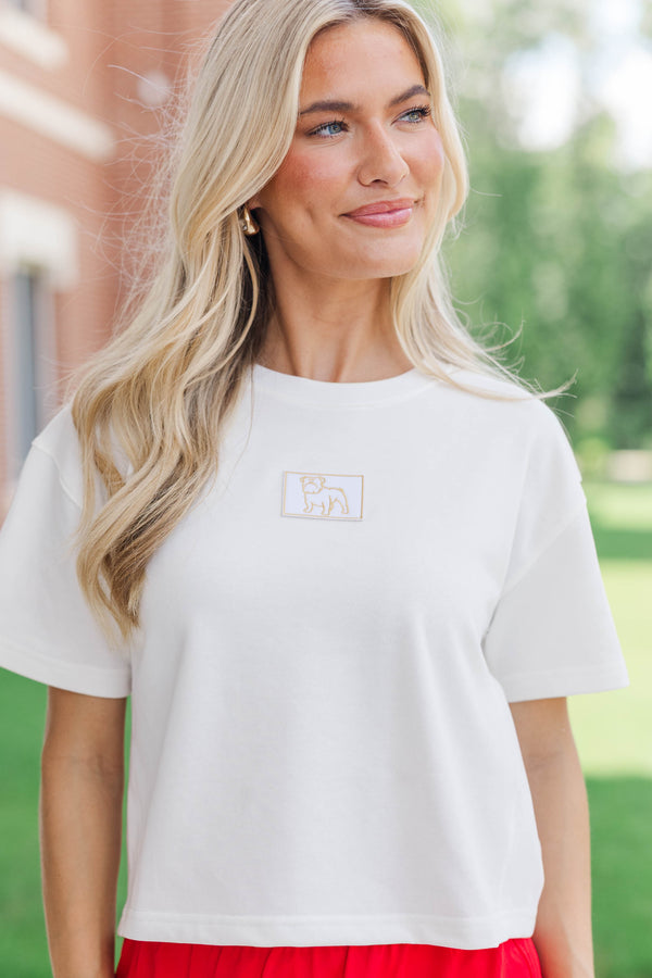 Loyal And Loud Bulldog Patch White Tee
