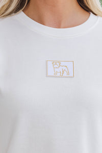 Loyal And Loud Bulldog Patch White Tee