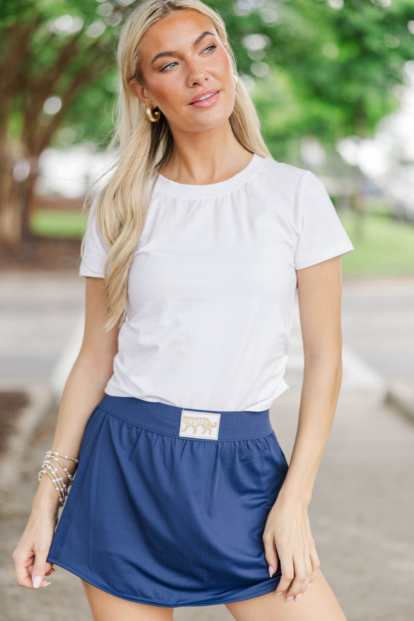 Unstoppable Spirit Tiger Patch Navy Blue Athletic Skort