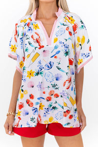 A Sweet Little Something Cream Floral Short Sleeve Blouse