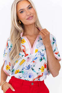 A Sweet Little Something Cream Floral Short Sleeve Blouse
