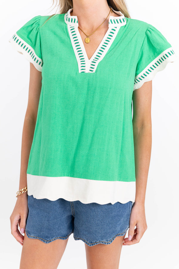 Simply Graceful Green Blouse