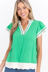 Simply Graceful Green Blouse