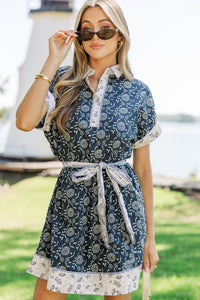 Don’t Miss It Navy Floral Dress
