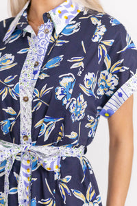 Put Together Energy Navy Blue Floral Midi Dress