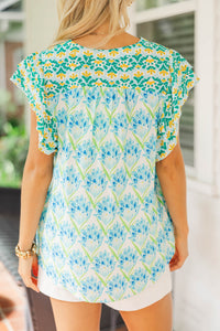 All The Sweet Things Blue Floral Blouse