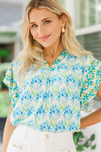 All The Sweet Things Blue Floral Blouse