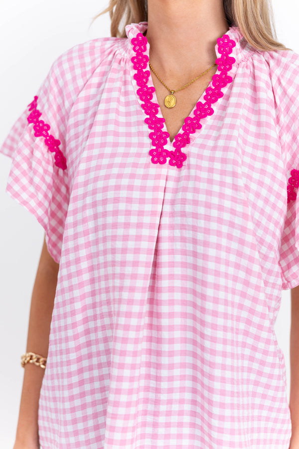 Sweetest Classic Pink Gingham Blouse