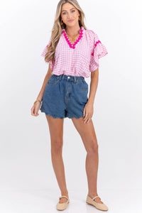 Sweetest Classic Pink Gingham Blouse