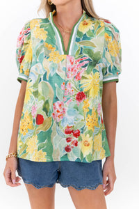 Effortlessly Sweet Green Floral Blouse