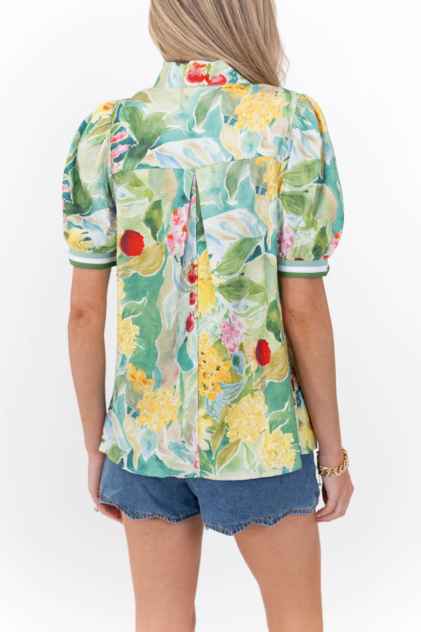 Effortlessly Sweet Green Floral Blouse