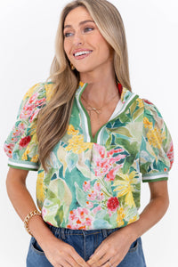 Effortlessly Sweet Green Floral Blouse