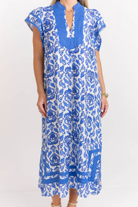 Good As Gold Blue Abstract Midi Dress