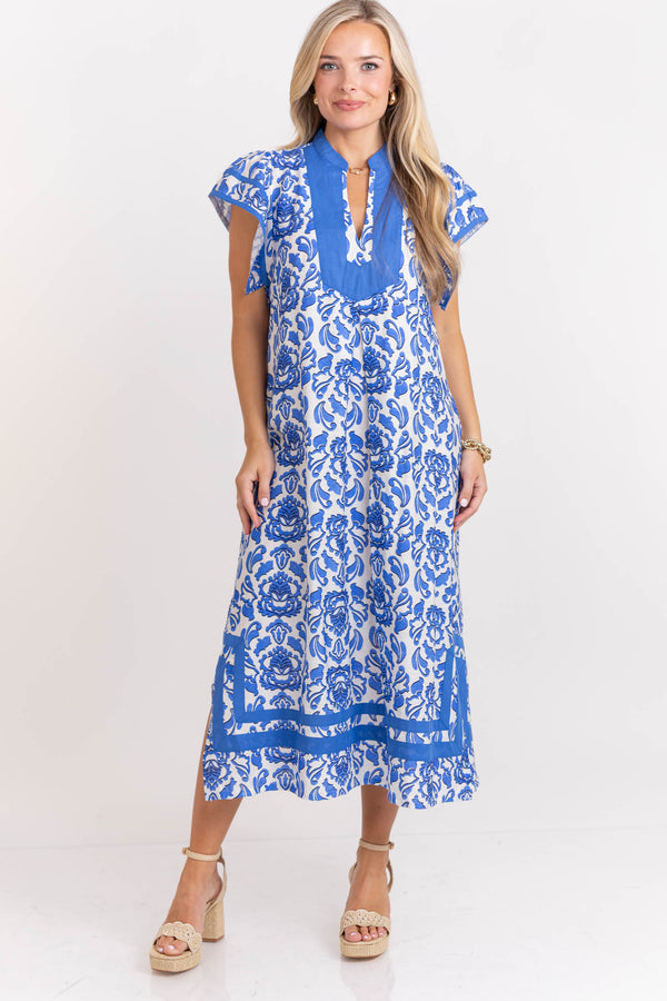 Good As Gold Blue Abstract Midi Dress Shop the Mint Good As Gold Blue Abstract Midi Dress Shop the Mint