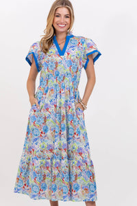 Shine Your Way Blue Floral Midi Dress